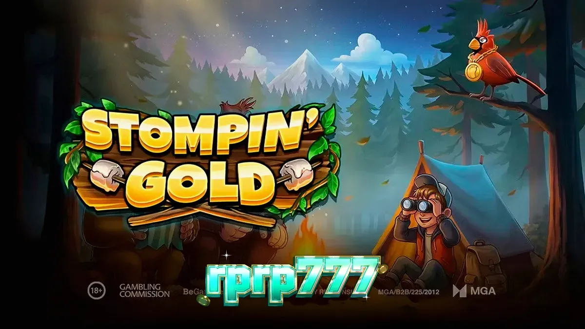 Tampilan visual karakter Jack Tracker dan Bigfoot dalam slot Stompin’ Gold